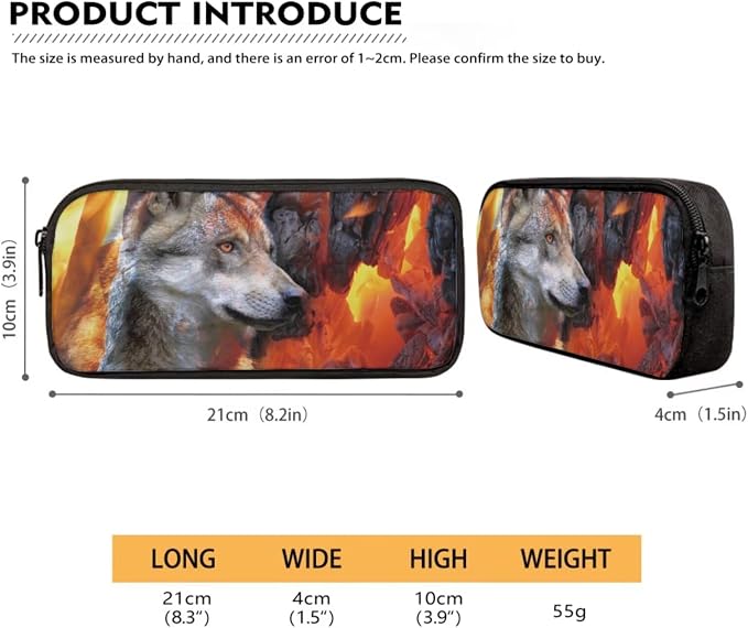 Wolf Lava Fire Print Backpack Set for Student Schoolbag Lightweight Bookbag Lunch Box Pencil Case Fashion 17 Inch Travel Laptop Backpacks Rucksack Daypack with Adjustable Straps - Image 5