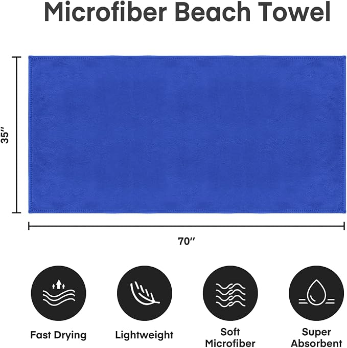 JML Microfiber Bath Sheet Towels, 2 Pack, 35" x 70", Dark Blue | Extra Large, Hanging Loop, Soft, Super Absorbent, Fast Drying for Shower Sauna Yoga Salon Hotel - Image 2