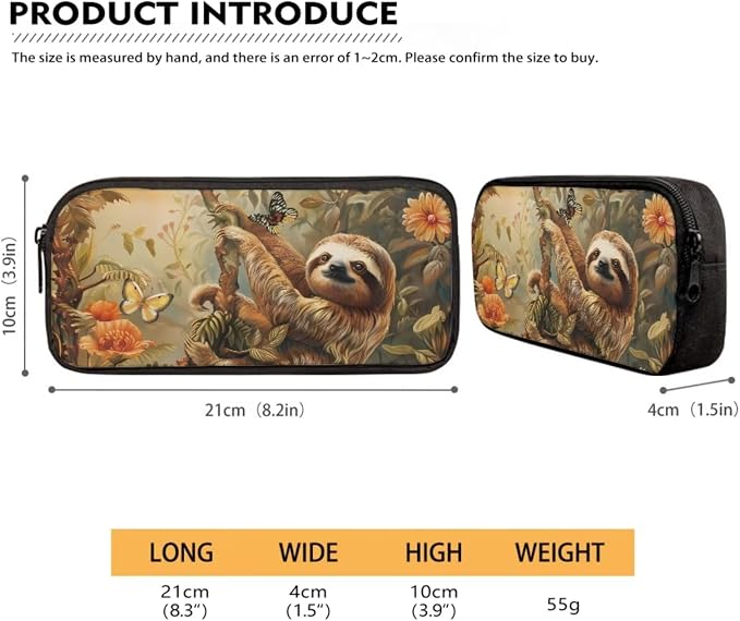 Sloth Retro Flower Butterfly Print Schoolbag Set 17 Inch Backpack with Zippered Pockets Travel Laptop Computer Bag Lunch Bag Pencil Case Lightweight Rucksack Daypack for Outdoor - Image 5