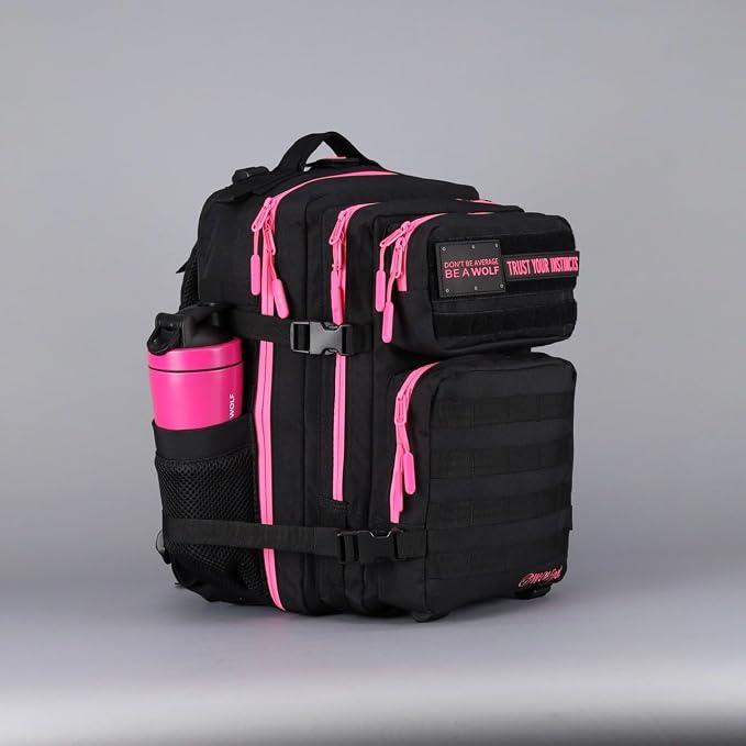 WOLFpak 35L Tactical Gym Backpack (Black Neon Pink) Durable 1000D Waterproof Oxford Material with MOLLE Webbing, Laptop Pocket & Dual Cup Holders, Durable Fitness/Travel/Military Daypack - Image 10