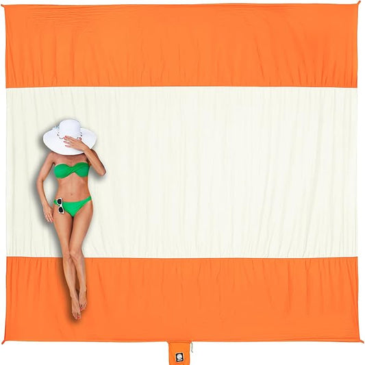 WEKAPO Beach Blanket Sandproof Waterproof, Extra Large Beach Mat, Oversized & Compact Sand Free, Quick Drying Beach Essentials for Vacation, Cruise, Picnic & Camping with Stakes by Wekapo