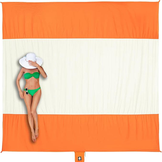 WEKAPO Beach Blanket Sandproof Waterproof, Extra Large Beach Mat, Oversized & Compact Sand Free, Quick Drying Beach Essentials for Vacation, Cruise, Picnic & Camping with Stakes by Wekapo