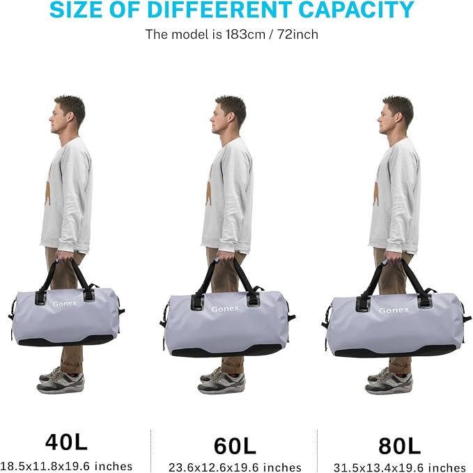 Gonex Extra Large Waterproof Dry Duffel Bag, Roll-Top PVC Gear Bag | Waterproof PVC, Roll-Top Closure, Wet Pocket, Shoulder & Hand Carry, Kayaking, Paddleboarding, Travel - Image 5