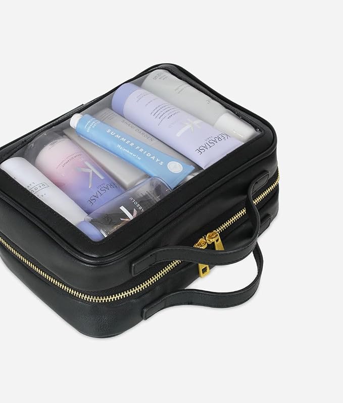 FAWN DESIGN The Toiletry Case, Hanging Travel Toiletry Bag for Women, 2 Compartments, Premium Matte Faux Leather Clear Toiletry Bag, Zippered Large Toiletry Bag, Easy to Clean, 9.5 x 3.5 x 6.5 inches - Image 6
