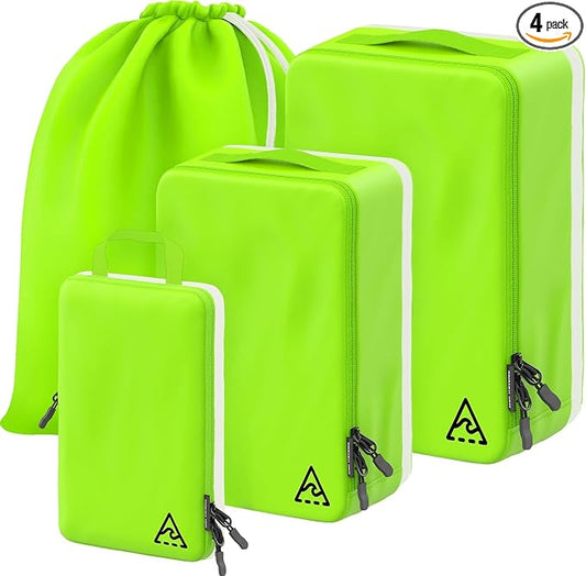 4-Piece Luxury Compression Packing Cubes & Bags for Travel – Maximize Space in Luggage with HybridMax Double-Capacity Design, 50 Luggage Tags, Patented Suitcase Organizer Bags, Lifetime Satisfaction by WellTraveled