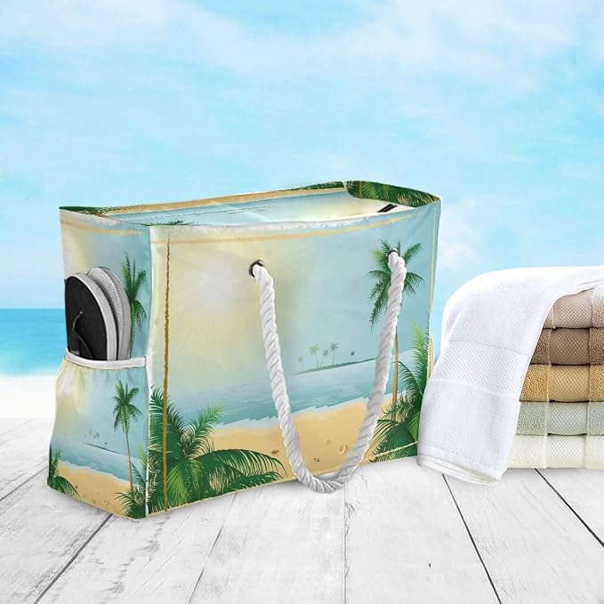 senya Large Beach Shoulder Bags Canvas Tote Water Resistant for Gym Travel Daily - Image 3