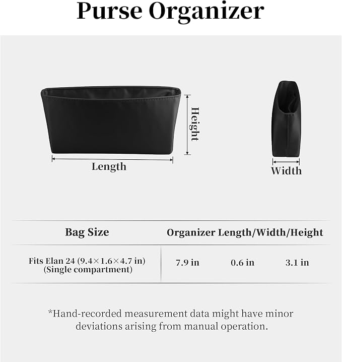 Satin Purse Organizer Insert for Constance Elan, Black | Tailored Fit, Multiple Pockets, Lightweight Satin, Purse Essentials, Ideal for Travel, Shopping, and Daily Use - Image 7