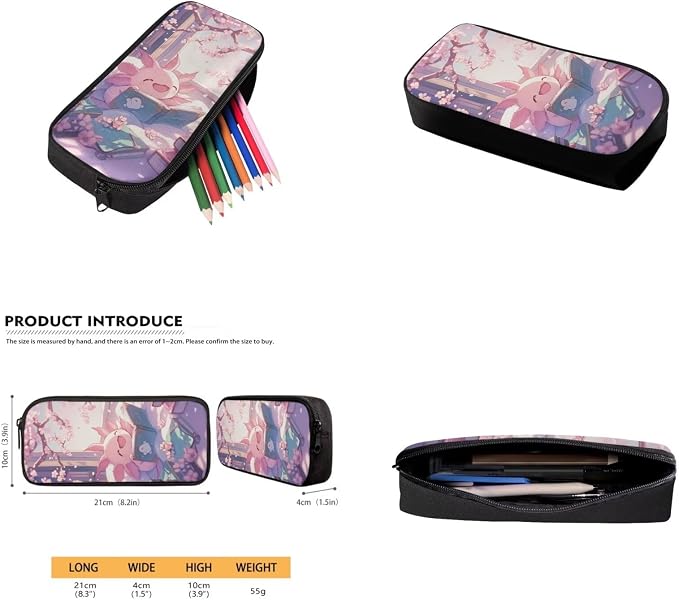 Cute Axolotl Backpack for Girls Kids Backpack with Lunch Box Water Bottle Holder with Strap and Large Pencil Case 4Pcs Set Bookbag with Front Pocket for School 17" Sturdy Elementary School Bag - Image 5