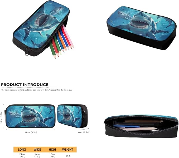 Shark Backpack for Boys Kids Backpack with Lunch Box Water Bottle Bag and Cute Pencil Case 4PCS Set Bookbag with Front Pocket for School Teens 17 inch Large Capacity School Bag for Girls - Image 5