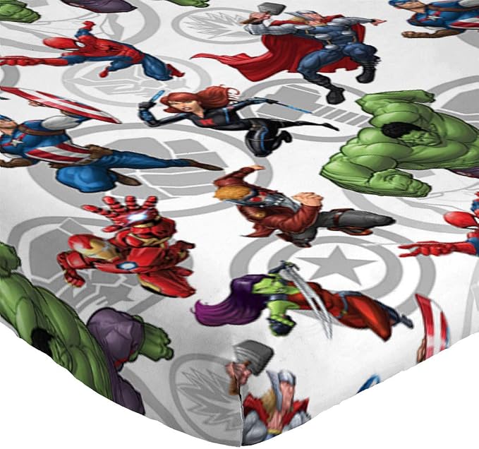 Jay Franco Kids Sheet Set with Fitted, Flat Sheets & Pillow Cover - Ultra-Soft Bedding with Pillowcase for Room Decor, Multi - Avengers, 4 Piece Full - Image 2