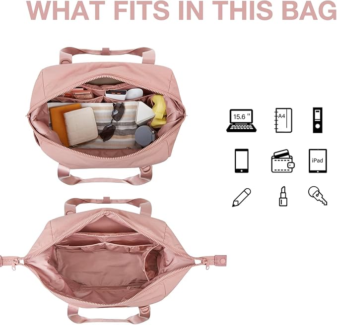 BAGSMART Gym Bag for Women, Carry on Weekender Overnight Bag, Travel Duffel Bags with Trolley Sleeve, Personal Item Travel Bag Tote Bag Workout Dance Bag, Dark Pink - Image 5