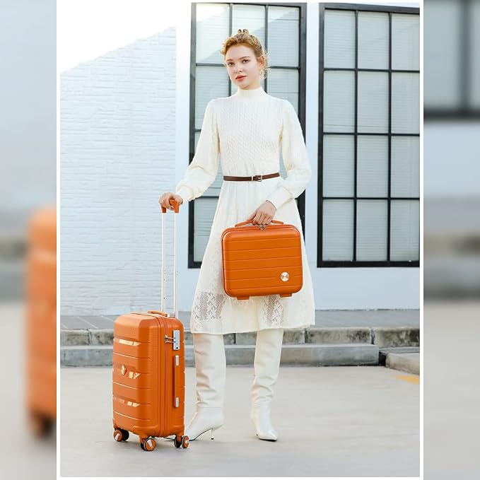 Somago 20-Inch Carry-On Suitcase with TSA Lock, Waterproof, Lightweight, Polypropylene, Sunset Orange, 5-Year Warranty - Image 6