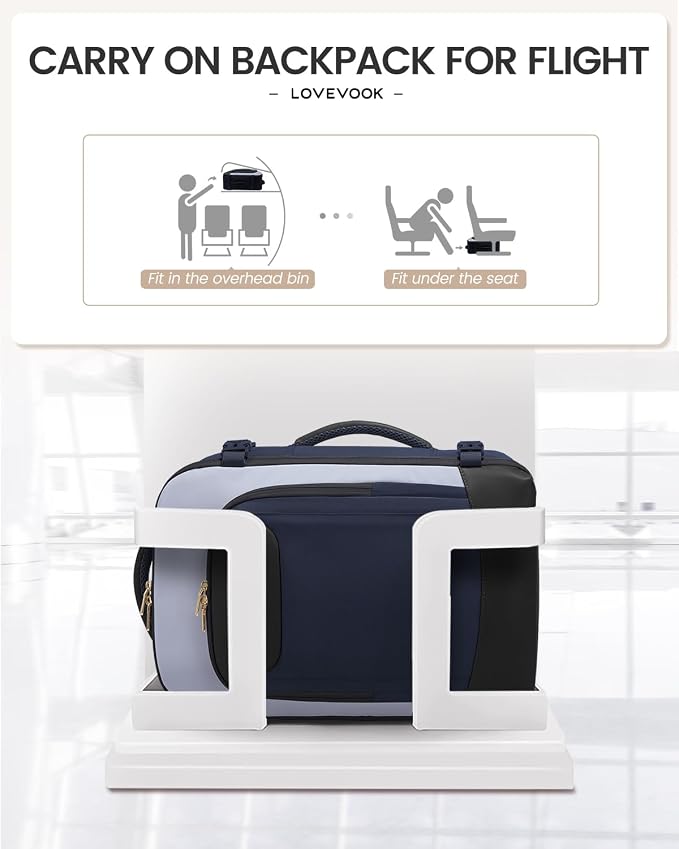 LOVEVOOK 40L Travel Backpack for Women Men, Large Carry on Backpack for Airplanes TSA Personal Item Travel Bag fits 15.6" Laptop, Waterproof Weekender Essentials Airline Approved with 2 Packing Cubes - Image 3