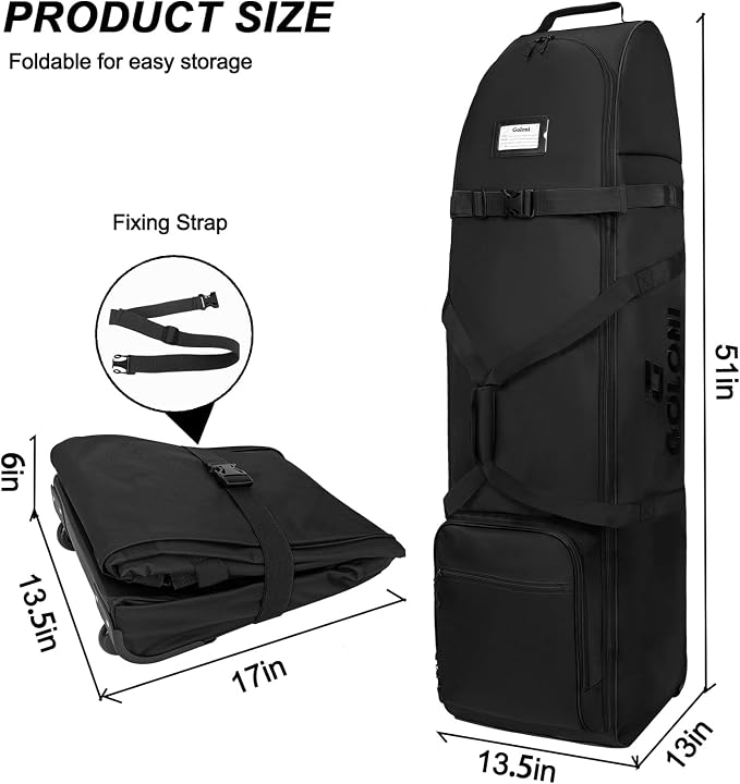 Goloni Golf Travel Bag with Wheels, Airline Golf Travel Case, Padded Rolling Golf Bag with Shoe Compartment - Image 5