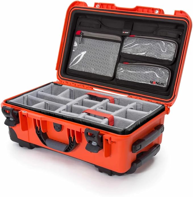 NANUK 935 Pro Photo Kit – Waterproof Travel Camera Hard Case with Padded Dividers and Wheels, 22” x 14” x 9” - Dustproof and Impact Resistant, Airline Carry-On Approved – Orange | IP67 Waterproof and Dustproof Nk-7 Resin Wheeled Case, Powerclaw Latches... - Image 4