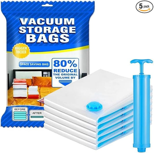 Vacuum Bags for Clothes, Storage Space Saver Bags for Traveling Small for Travel, Compression with Hand Pump by Unknown