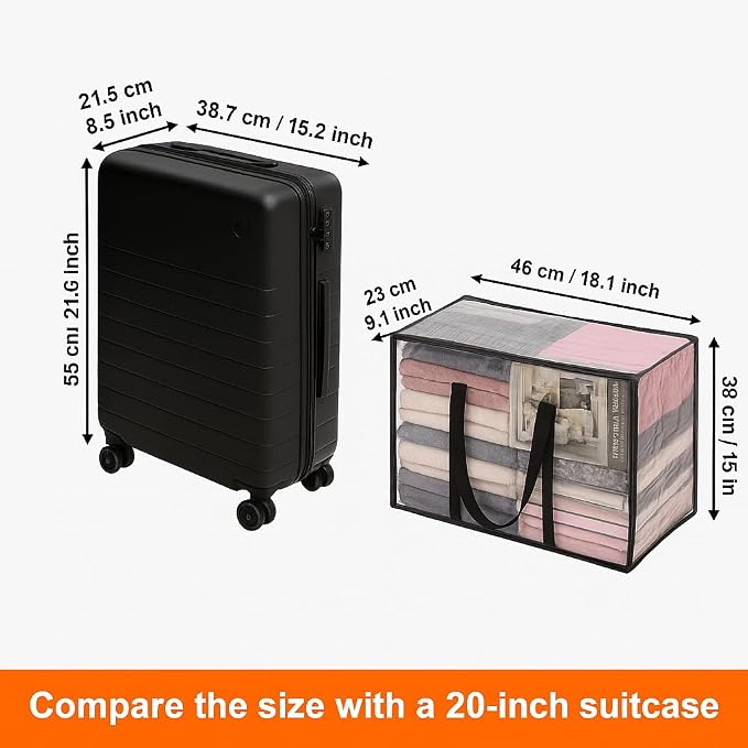 Vieshful 7 Pack Clear Comforter Storage Bag, 40L Clothes Storage Bag with Zipper Closet Organizer, Plastic Storage Containers Moving bags for Comforter, Blanket, Bedding, Duvet, Toys - Image 3