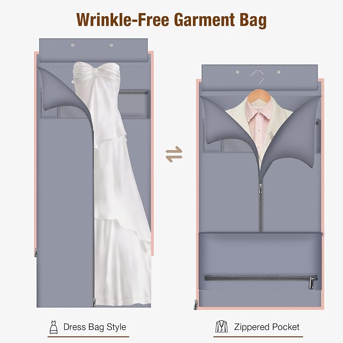 Garment Bags with 6 Set Packing Cubes, Garment Convertible Weekender Bag for Women, Large Carry On Garment Bags for Travel, Duffle Bag Garment Bag Gifts Black Color - Image 6