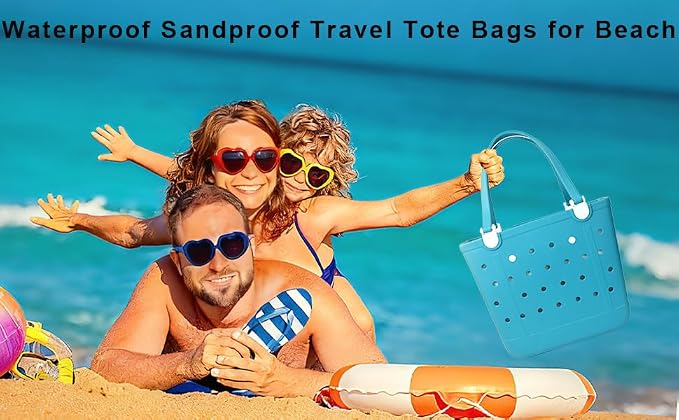 Rubber Beach Bag for Women, Waterproof Travel Tote Bags for Beach | Waterproof Sand-proof Tote Bags with Zipper Pocket, Durable Lightweigh Tote Bag for Outdoor - Image 3