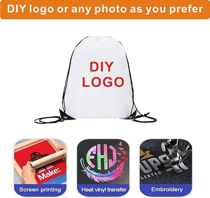 Drawstring Backpack Bulk 20 packs Draw String Backpack Bags DIY Gym Sports trip Traveling Yoga ride Pedestrianism Cinch Bag Sackpack Drawstring (white) - Image 6