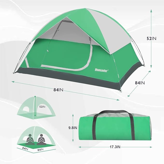 Camping Tent, Waterproof 2/3/4 Person Tents for Camping, Lightweight Easy Set Up Outdoor Hiking Tent Backpacking Tent with Carry Bag, Backpack Tent Suit for Family Beach Hiking Travel - Image 3