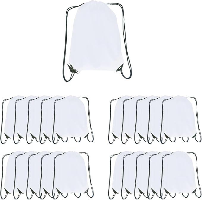 Drawstring Backpack Bulk 20 packs Draw String Backpack Bags DIY Gym Sports trip Traveling Yoga ride Pedestrianism Cinch Bag Sackpack Drawstring (white) by Unknown