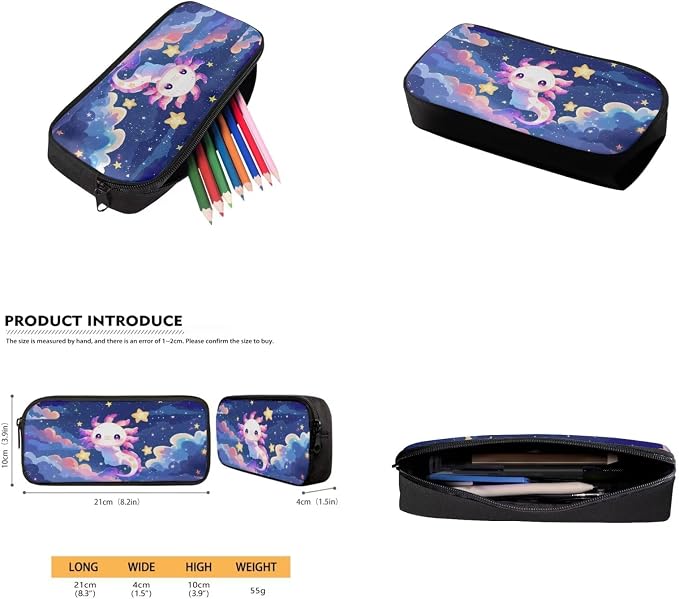 Axolotl Backpack for Girls Kids Backpack with Lunch Box Water Bottle Carrier with Strap and Cute Pencil Case 4PCS Set Bookbag with Front Pocket for School Large School Bag for Elementary Girls - Image 5