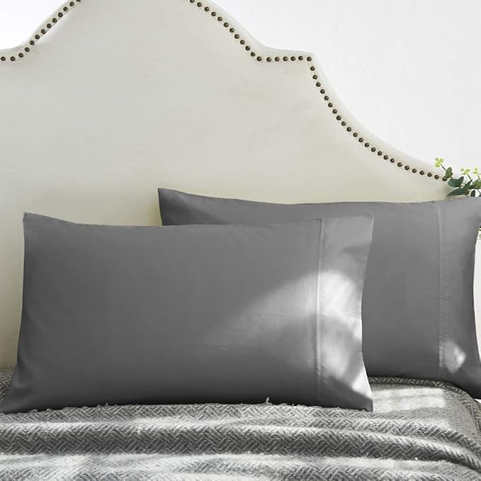 100% Supima Cotton 600 Thread Count King Pillowcase Set of 2, Luxury Hotel Pillow Cases,Soft & Silky Sateen Weave, Premium Quality Stardand Pillowcase 2 Pieces (Grey, KPC) - Image 3