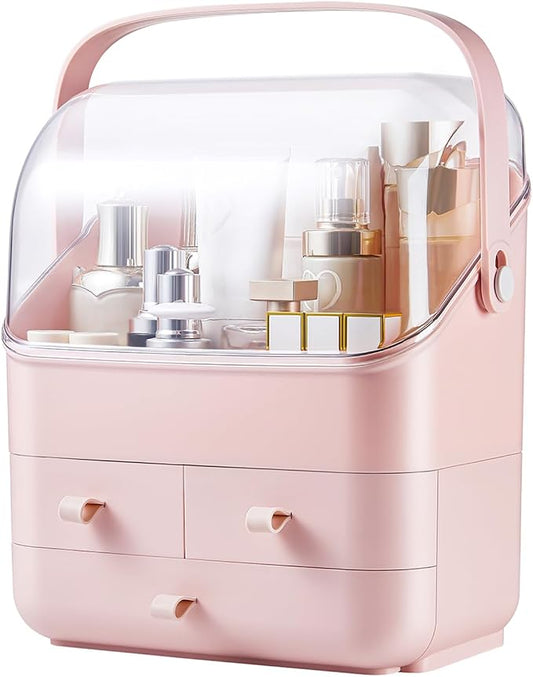 Large Makeup Organizer w Drawers Beauty Organizer Makeup Box Holder Vanity Organization Desk Countertop MakeUp Organizers Bathroom Counter Organizer Skincare Cosmetic Case Stand Dustproof Lid Gift by SUNFICON