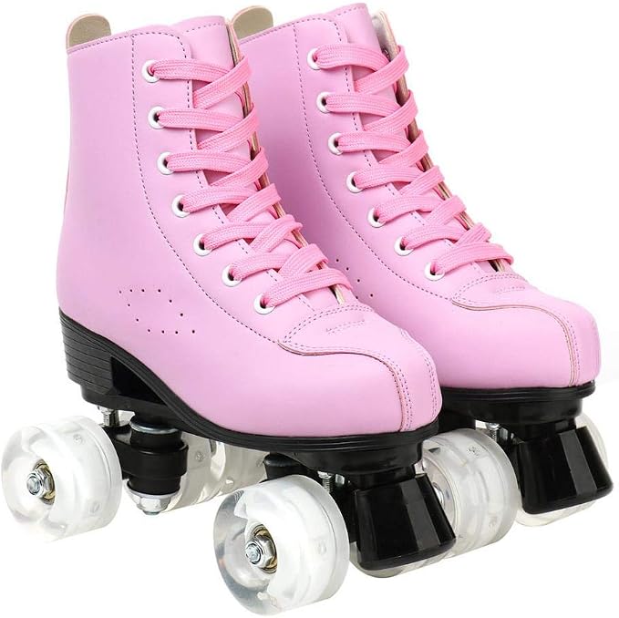 YYW Roller Skates for Women Men, High Top PU Leather Classic Double-Row, Indoor Outdoor, Beginner Shoes Bag - Image 3