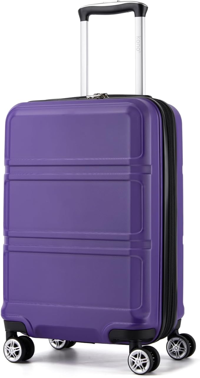 Kono Carry On Luggage 22x14x9 Airline Approved with Spinner Wheels | Lightweight PC+ABS 20 Inch Luggage with TSA Lock,Expandable Hard Shell Carry On Suitcases for Men Women,Purple by Kono