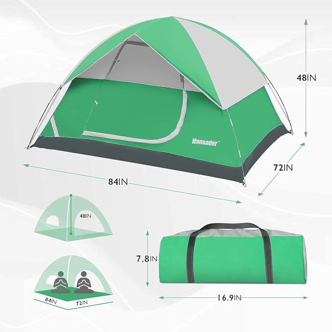 Camping Tent, Waterproof 2/3/4 Person Tents for Camping, Lightweight Easy Set Up Outdoor Hiking Tent Backpacking Tent with Carry Bag, Backpack Tent Suit for Family Beach Hiking Travel - Image 3