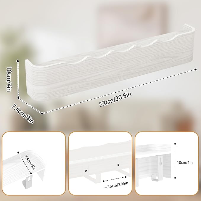 Wall Mounted Coat Rack with Shelf, Wooden Entryway Organizer with Hidden Metal Hooks for Hanging Coats Bags Keys, Modern Floating Shelf for Hallway Bathroom - Image 2