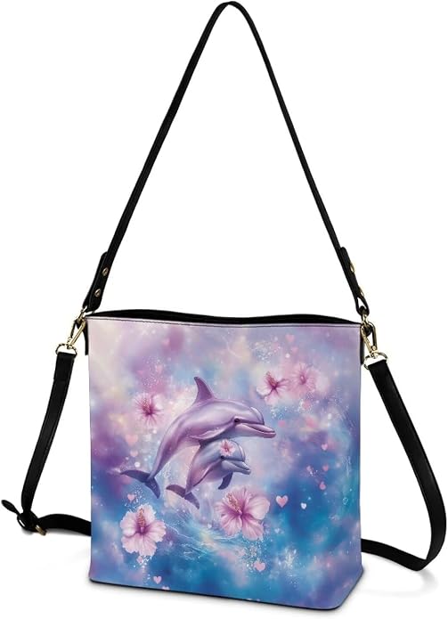 HUGS IDEA Boho Bags for Women Leather Handbag Shoulder Bucket Crossbody Purse - Image 5