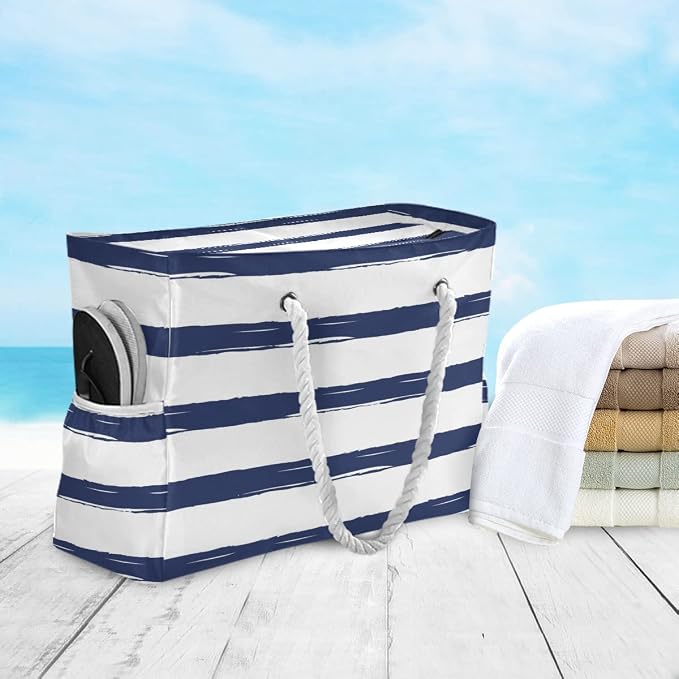 senya Large Beach Shoulder Bags Canvas Tote Water Resistant for Gym Travel Daily - Image 3