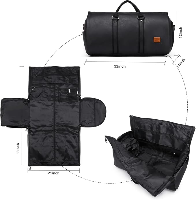 seyfocnia Convertible Travel Garment Bag,Carry on Garment Duffel Bag for Men Women - 2 in 1 Hanging Suitcase Suit Business Travel Bag - Image 3