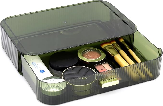 Makeup Organizer Drawers Stackable, Bathroom Vanity Organizers and Storage, Great for Cosmetics, skincare, Lipsticks, Nail Care (Green,1 Drawer) by JONKASIPA