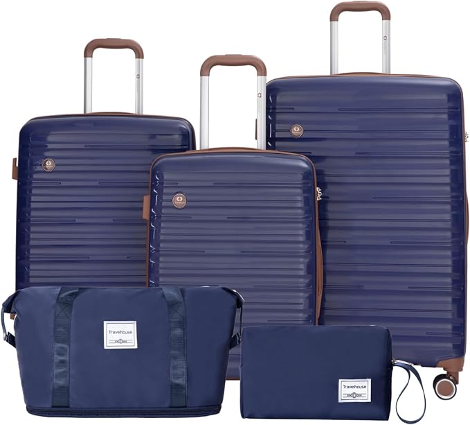 Travelhouse Luggage Sets 5 Piece with Double Spinner Wheels,PP Hardside Suitcase Sets with TSA Lock,Carry On Luggage Set with Travel Duffle Bag for Women and Men by Travelhouse
