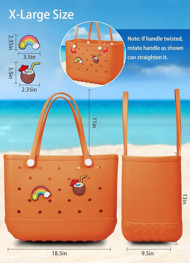 Baonat Beach Bag Rubber Tote Bag - Waterproof Travel Bag for Women Washable Tote Bag Handbag for Sports Beach Market Pool - Image 3