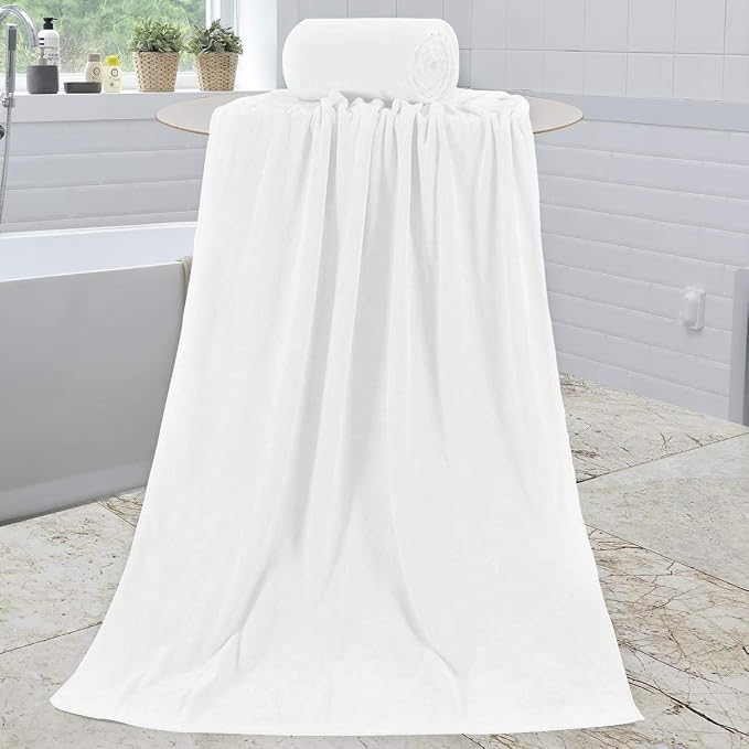 JML Microfiber Bath Towels Set of 2, 30" x 60", Large Bathroom Towel Oversized, Soft, Super Absorbent Fast Drying for Shower Sauna Swimming Hair Wrap, Beach, Sport, Fitness, Yoga (White) - Image 8