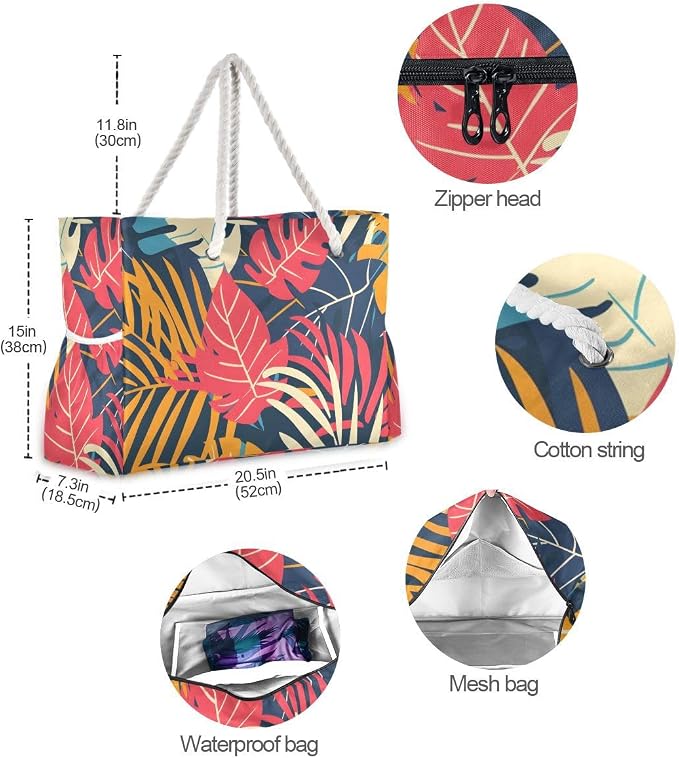 senya Large Beach Shoulder Bags Canvas Tote Water Resistant for Gym Travel Daily - Image 6