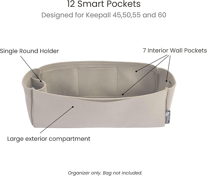 Structured Bag Organizer Insert for Keepall 45–60 – Interior Compartment Divider with One Round Holder - Image 3