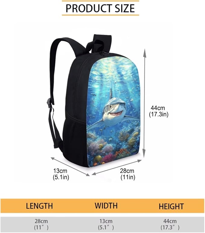 Shark Backpack with Lunch Box Kids Boys 4-6/6-8/8-10 Ocean Elementary School Bookbags for 1st Grade 4 in 1 Set Book Bags Lunch Box Pencil Case 17in Back Pack Lunch Bag Water Bottle Holder - Image 4