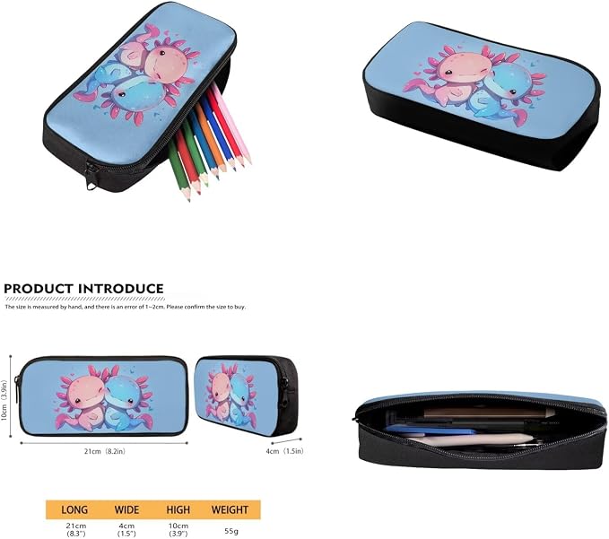 Axolotl Backpack for Girls Kids Backpack with Lunch Box Water Bottle Pouch and Kawaii Pencil Case 4PCS Set Bookbag with Front Pocket for School 17 inch Cute School Bag for Elementary Girls - Image 5