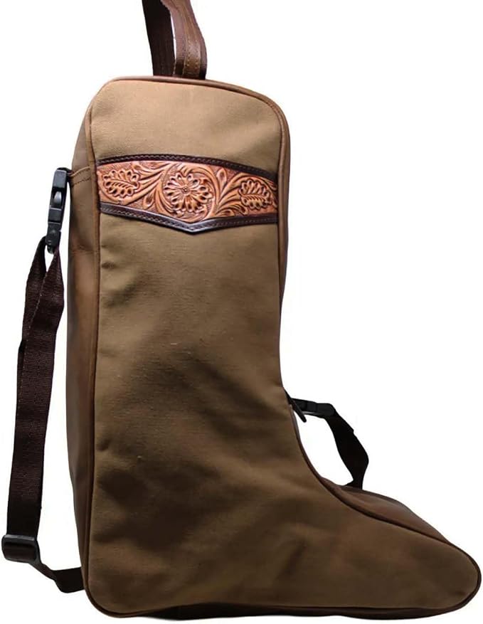 CHALLENGER Western Waxed Canvas Leather Travel Carry Storage Boot Bag Waterproof 30SK02 - Image 6
