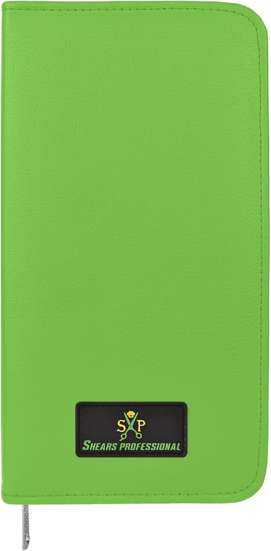 Leather 5 Scissor & Shear Storage Case for Hairstylist - Hairdresser -Scissor Holder Perfect for home-saloon use (Green) by ShearsProfessional