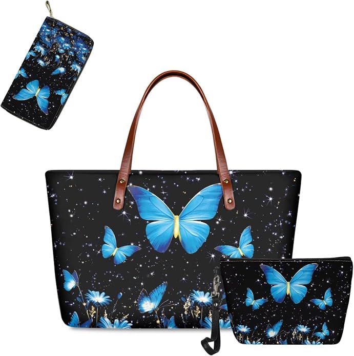 GIFTPUZZ Women Tote Bag Women Wallet Portable Cosmetic Bag for Women Bag Set 3 Pack PU Leather Bags with Zipper - Image 4