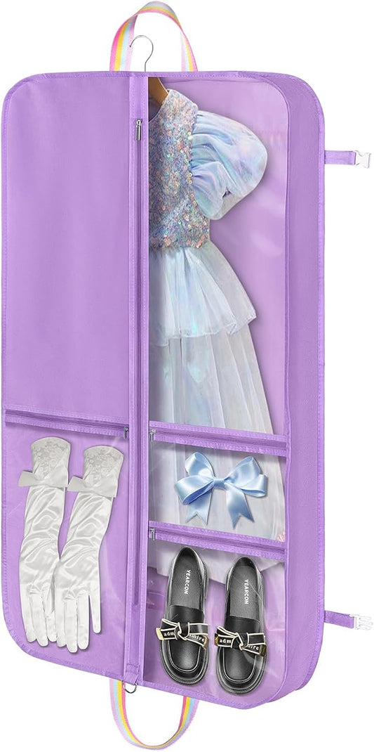 LOVEGRASS Kids Garment Bags for Dance Costumes, 40" Dance Costume Garment Bag for Dance Competition with Multi Pockets and Rainbow Handles Perfect for Dance Recitals and Practice, Purple by LOVEGRASS