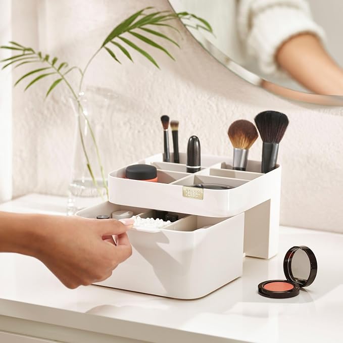 Joseph Joseph 75004 Viva Makeup Cosmetic Storage Organizer with Drawer, Medium, Shell - Image 7