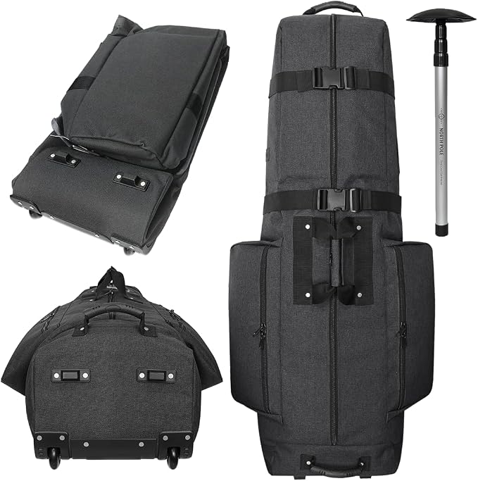 CaddyDaddy Constrictor Soft-Sided Golf Travel Bag Cover with Thick Dense Foam Padded Top 1 Year Full Travel Bag Replacement Coverage | Wheels & Lockable Zippers Case for Transporting Clubs on Airlines by CaddyDaddy